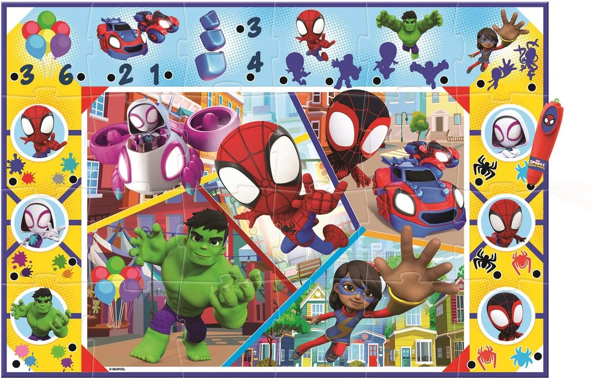 Clementoni Marvel Spidey and Friends Vloerpuzzel 24 Stuks - Interactieve Pen - 70x100cm