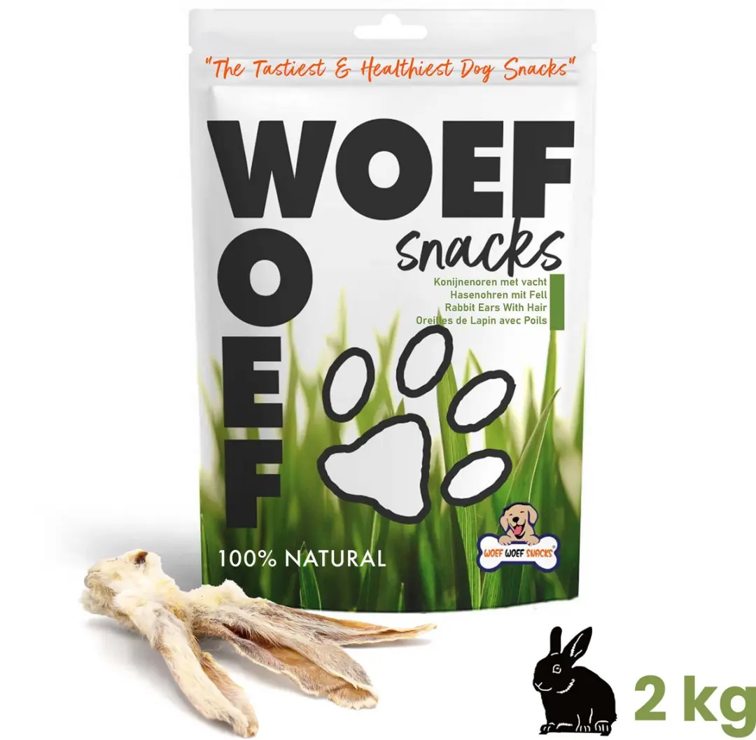Woef Woef Snacks Konijnenoren Kauwsnacks 2.00KG