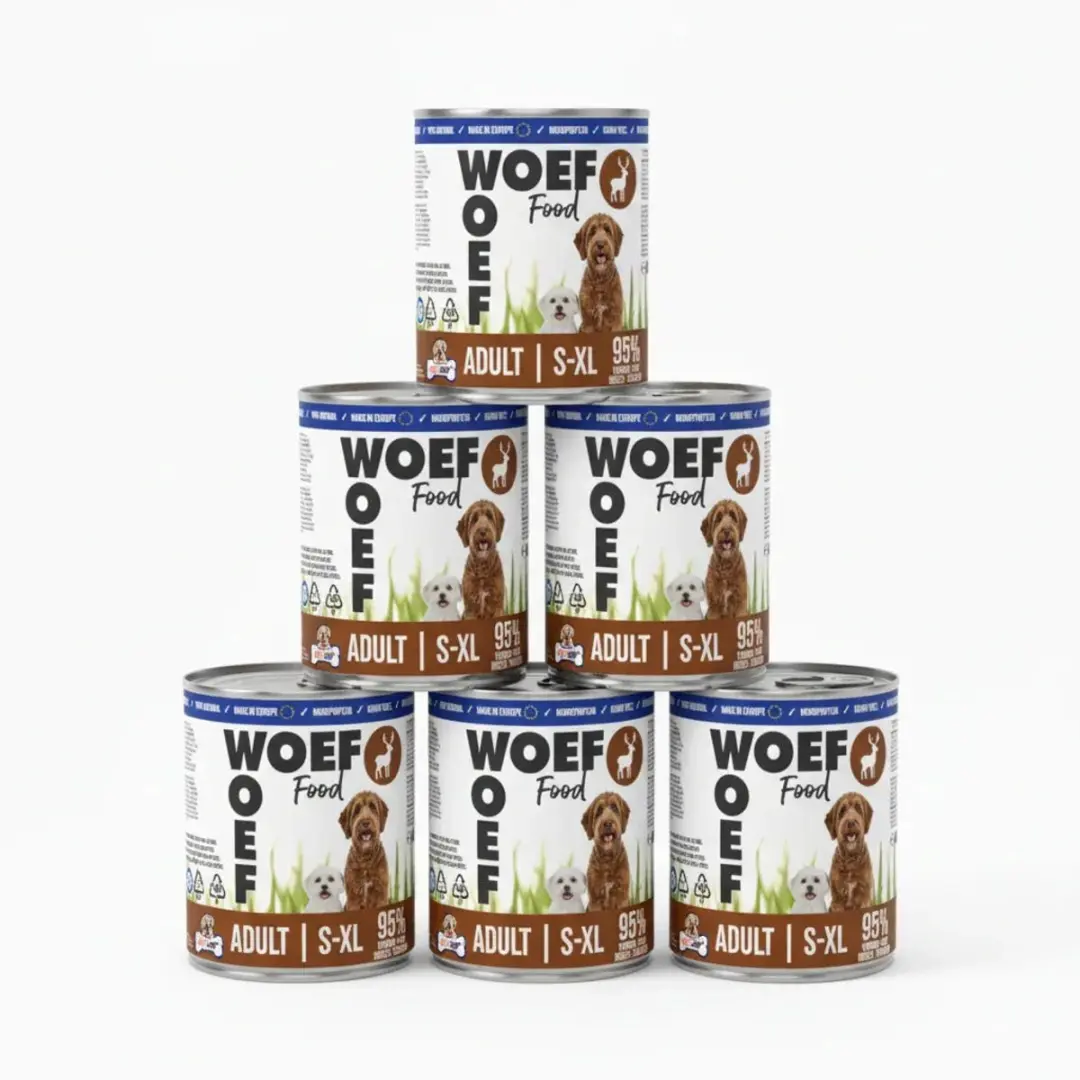 Woef Woef Adult Natvoer Hond Hert - 12x400g Hypoallergeen Graanvrij