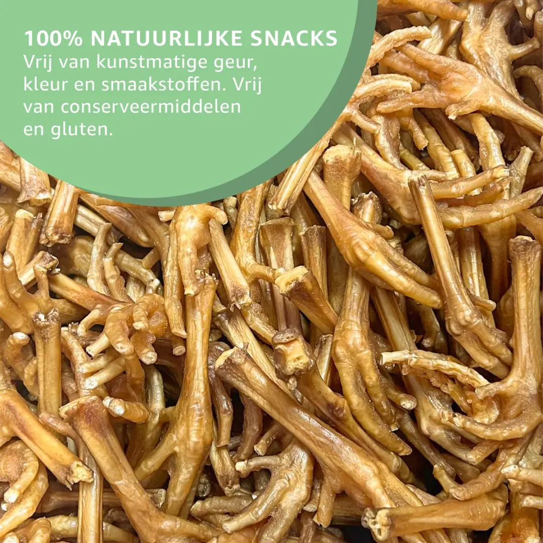 Woef Woef Snacks Kippenpoten Hondensnacks 1.00kg - 60 Stuks