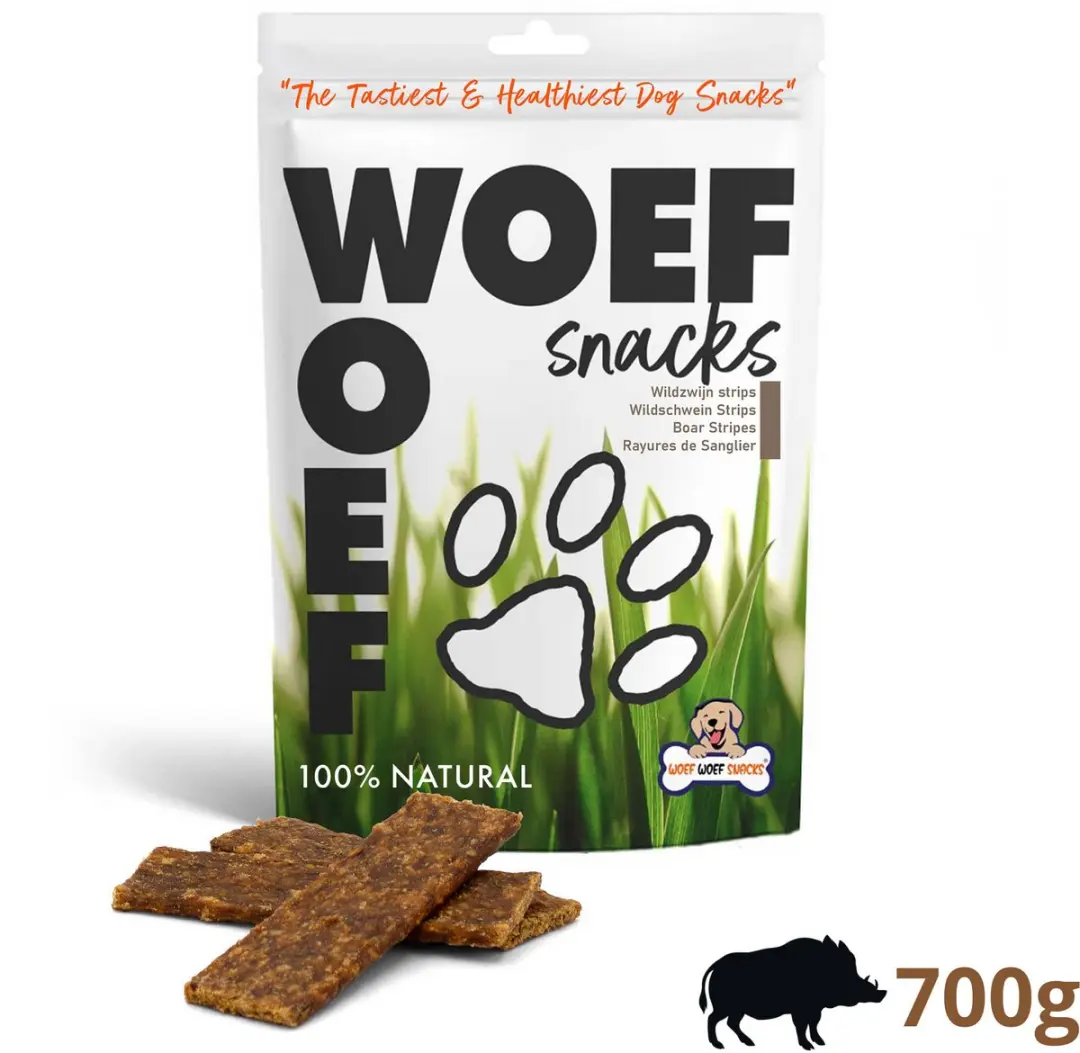 Woef Woef Snacks Hondensnacks Wildzwijn Strips 700g