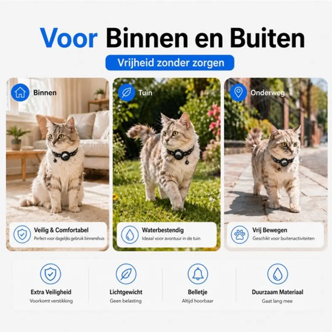 Dierboetiek Kattenhalsband Android Tag - Tracker - Zwart
