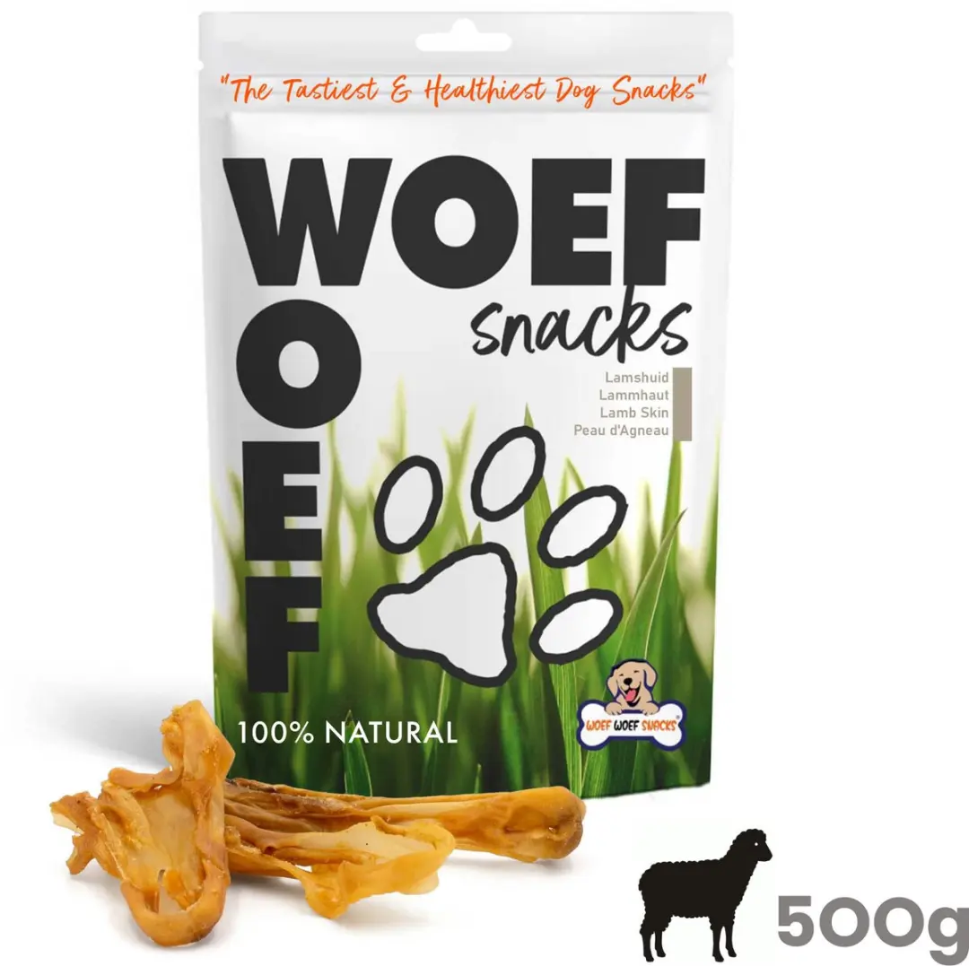 Woef Woef Snacks Lamskophuiden Kauwsnacks 0,5kg