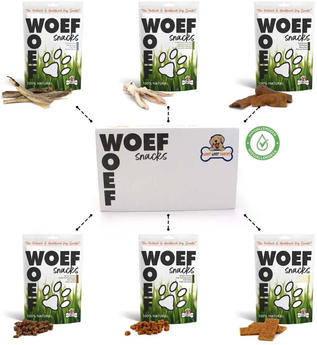 Woef Woef Snacks Hypoallergene Kauwsnacks Diverse Smaken - 1kg
