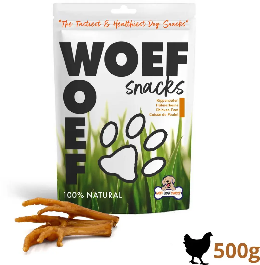 Woef Woef Snacks Kippenpoten 0,5kg