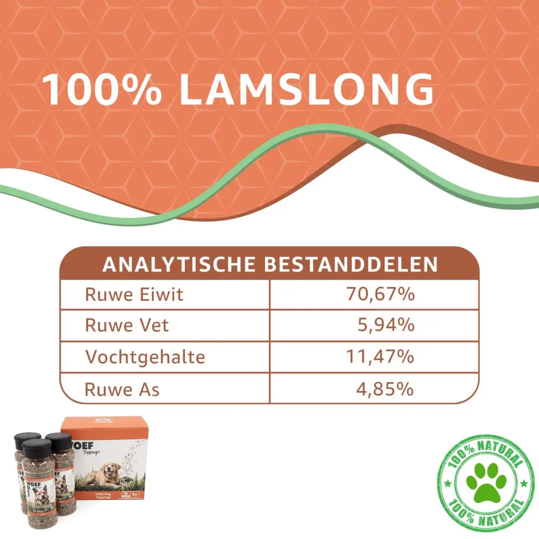 Woef Woef Snacks Lam Toppings Hondensnacks 450g - 6 Stuks