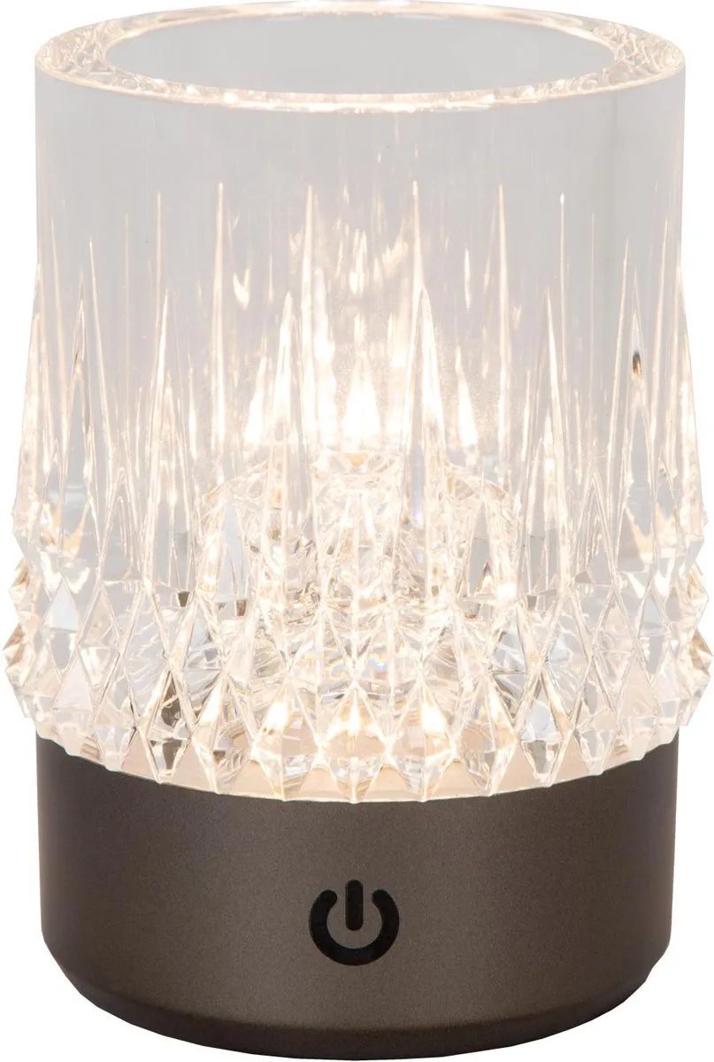 Lucide Lily Oplaadbare Tafellamp - 3 Stuks - Zwart chroom