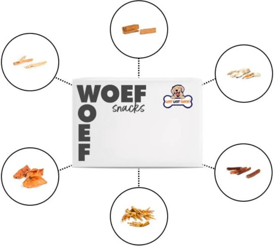 Woef Woef Snacks Kauwsnacks Cadeaubox 1kg - 6 Stuks