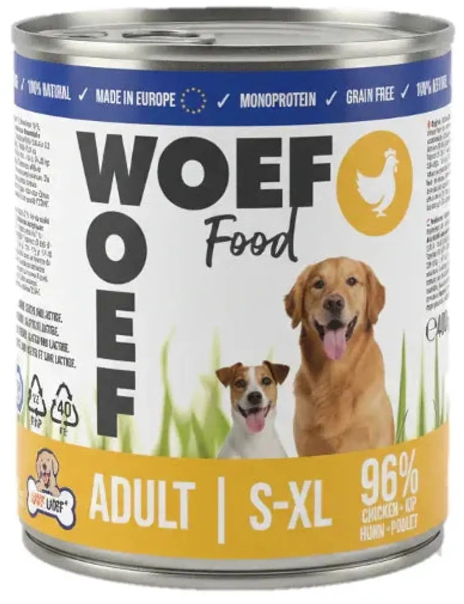 Woef Woef Adult Natvoer Hond Kip