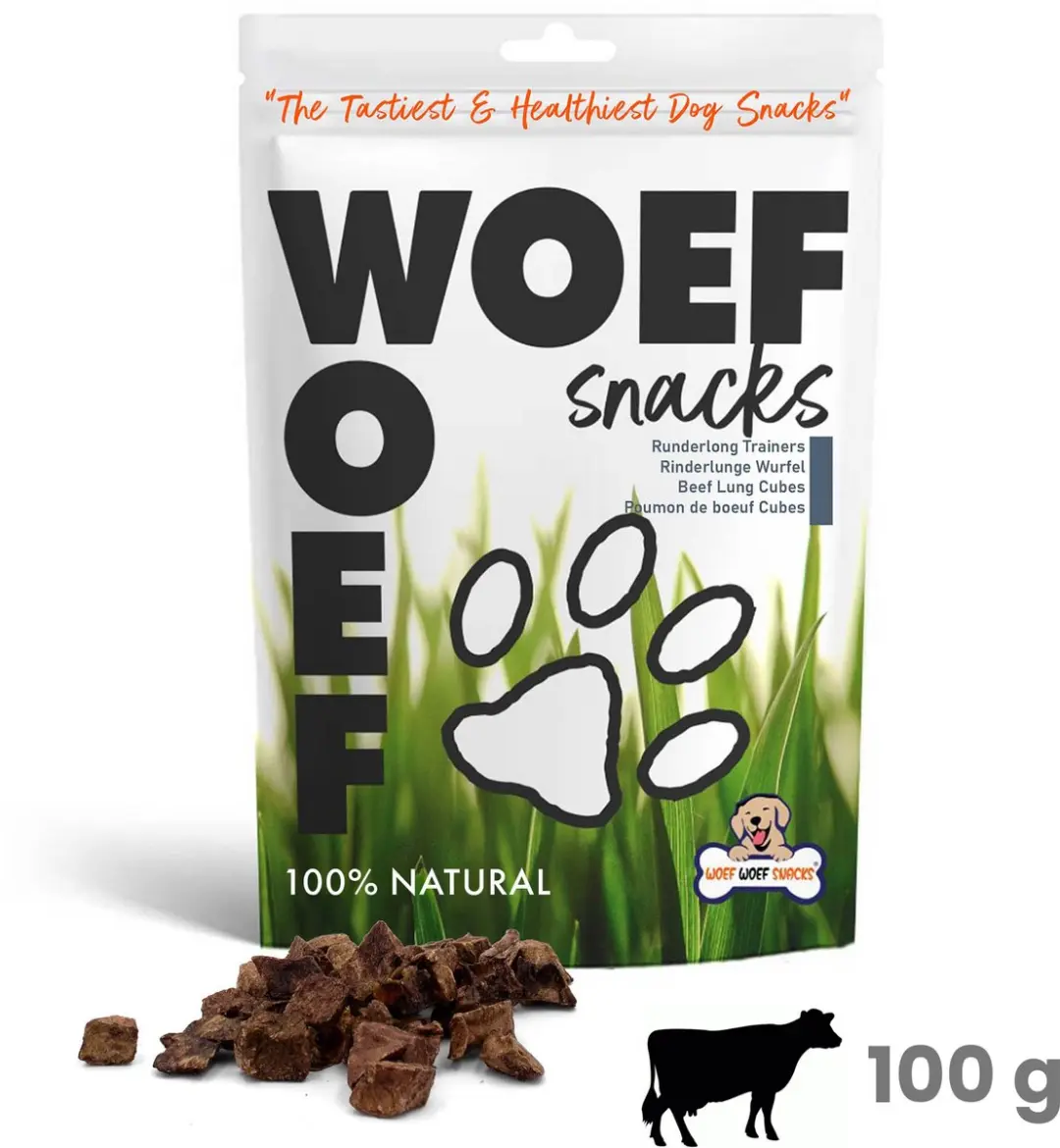 Woef Woef Snacks Runderlong Trainers Hondensnacks 0.10kg