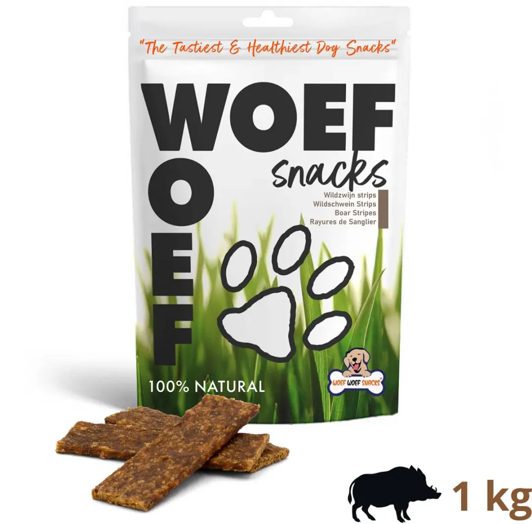 Woef Woef Snacks Hondensnacks Wildzwijn Strips 1.00KG