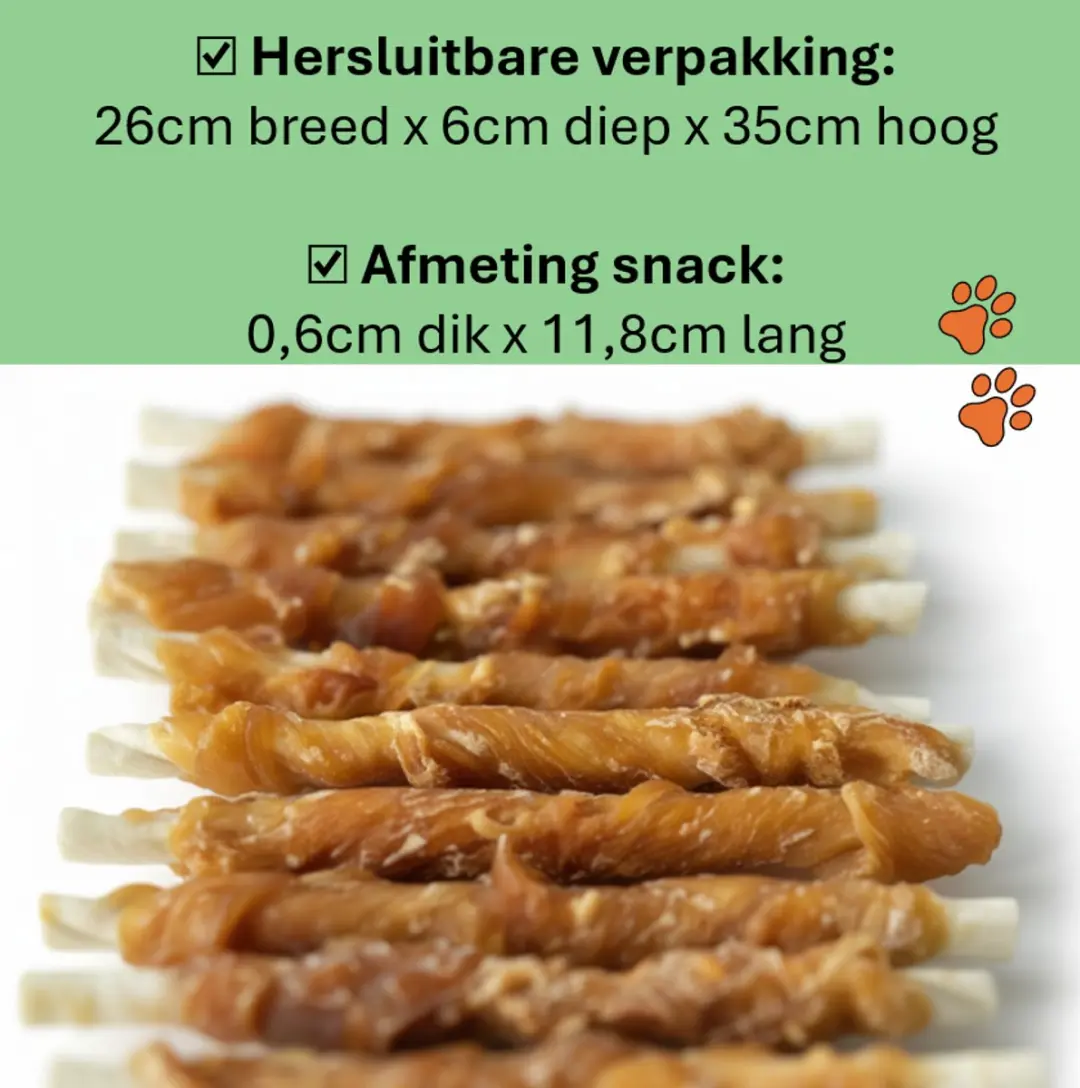 Woef Woef Snacks Kipsticks Gedraaid 1.00KG - 83 Stuks