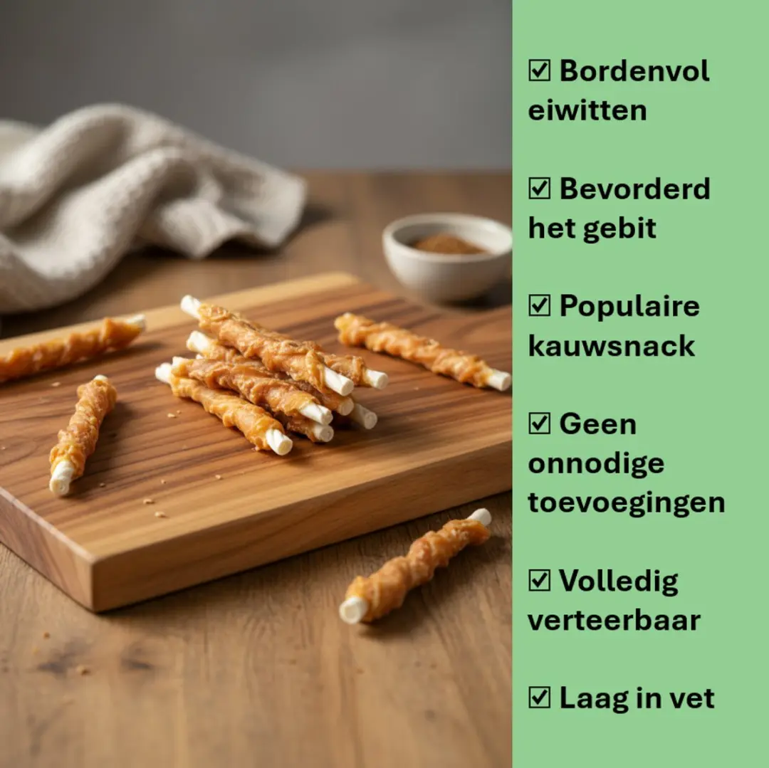 Woef Woef Snacks Kipsticks Gedraaid 1.00KG - 83 Stuks