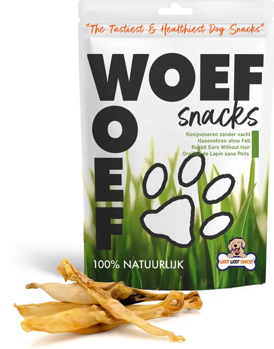 Woef Woef Snacks Konijnenoren Kauwsnacks 0,25kg