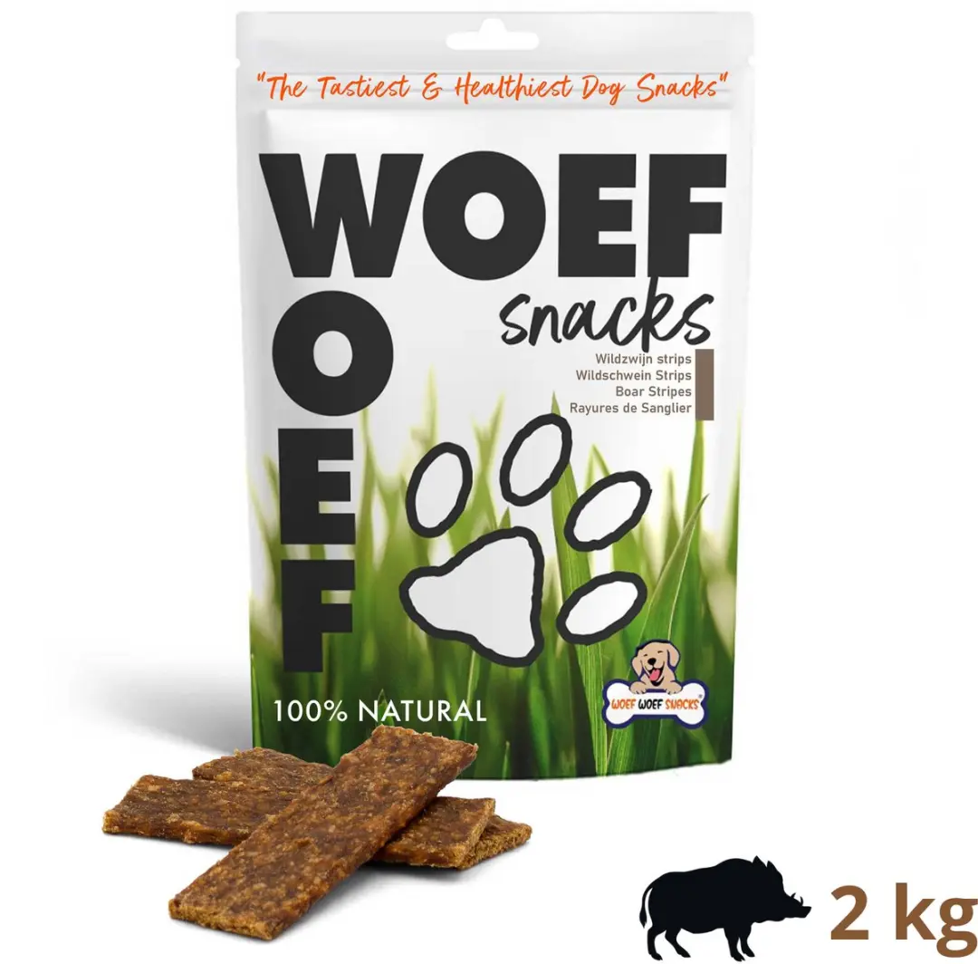 Woef Woef Snacks Wildzwijn Strips 2.00KG