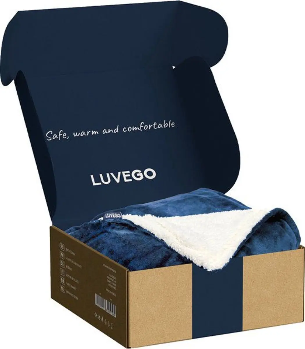 Luvevo Elektrische Deken 160W 180x130cm - Donkerblauw - 9 standen