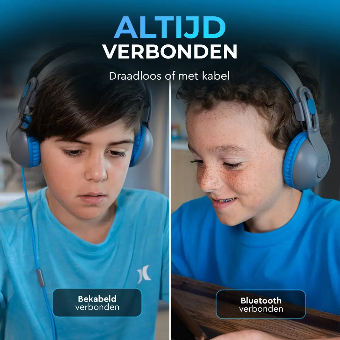 JLab JBuddies Studio 2 HBKSTU2RGRYBLU122 Kinderhoofdtelefoon - Blauw - afbeelding 6 van 6