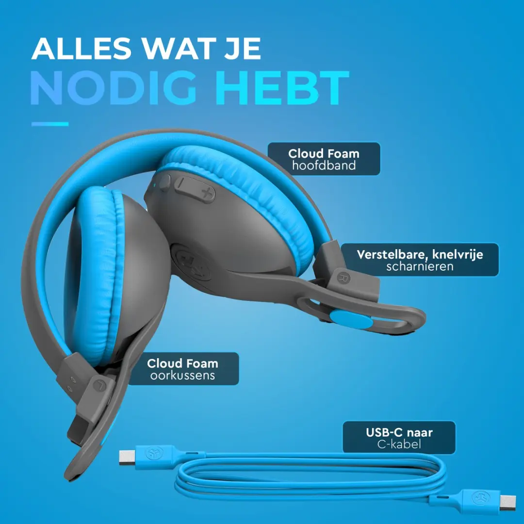 JLab JBuddies Studio 2 HBKSTU2RGRYBLU122 Kinderhoofdtelefoon - Blauw