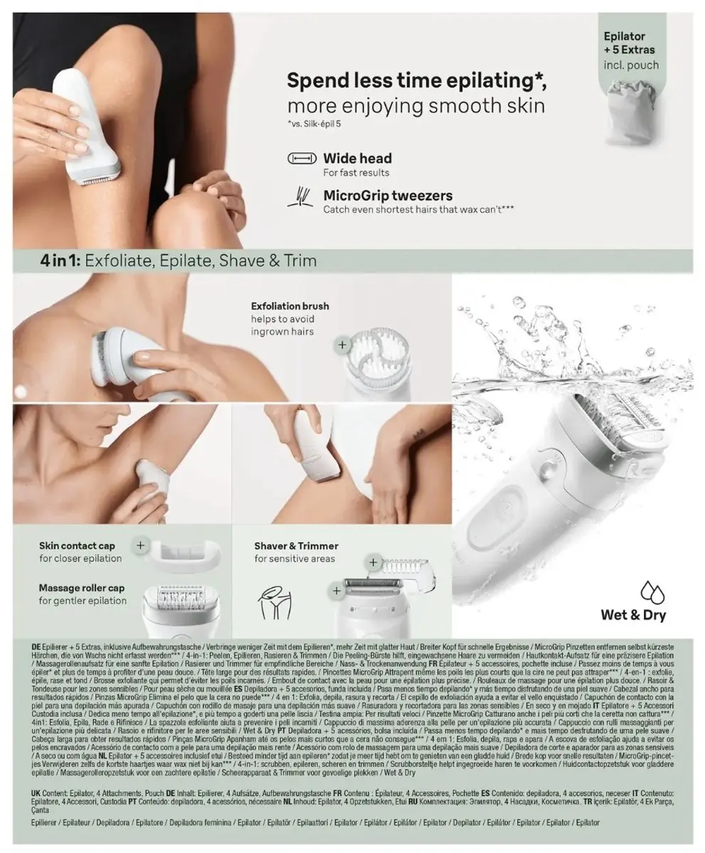Braun Silk·épil 7 SE7-060 Epilator - Nat & Droog - 3 Opzetstukken - Wit/Grijs