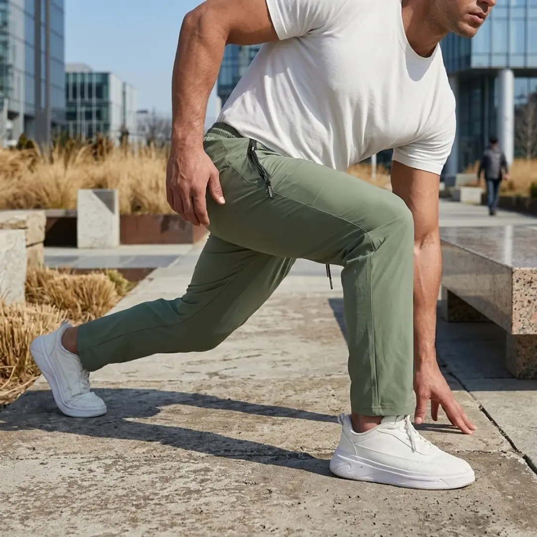 NUVEX Olijfgroene Heren Fitnessbroek M - Lichtgewicht