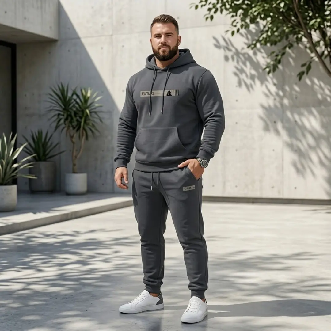 NUVEX Donkergrijs Heren Fitness Trainingspak XXL
