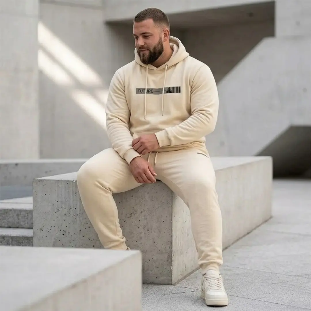 NUVEX Crème Trainingspak Heren XXL - Hoodie & Joggingbroek