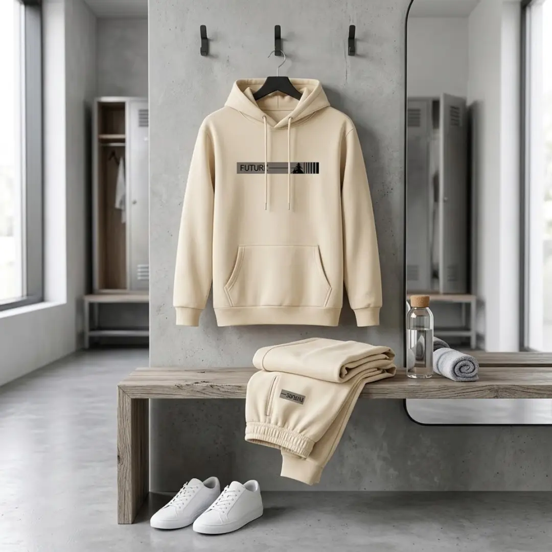 NUVEX Crème Trainingspak Heren XXL - Hoodie & Joggingbroek