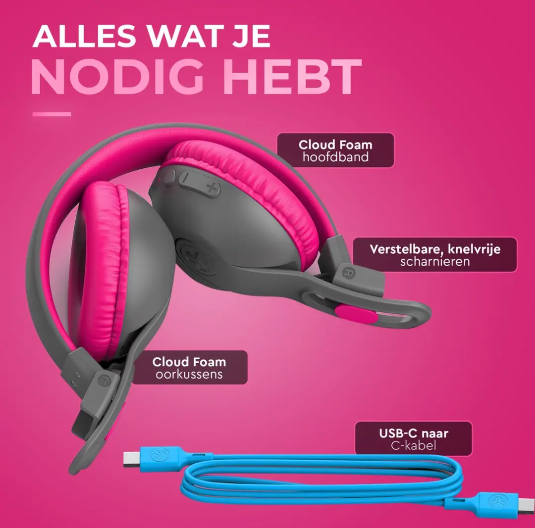 JLab JBuddies Studio 2 HBKSTU2RGRYPNK122 Kinderhoofdtelefoon - Roze
