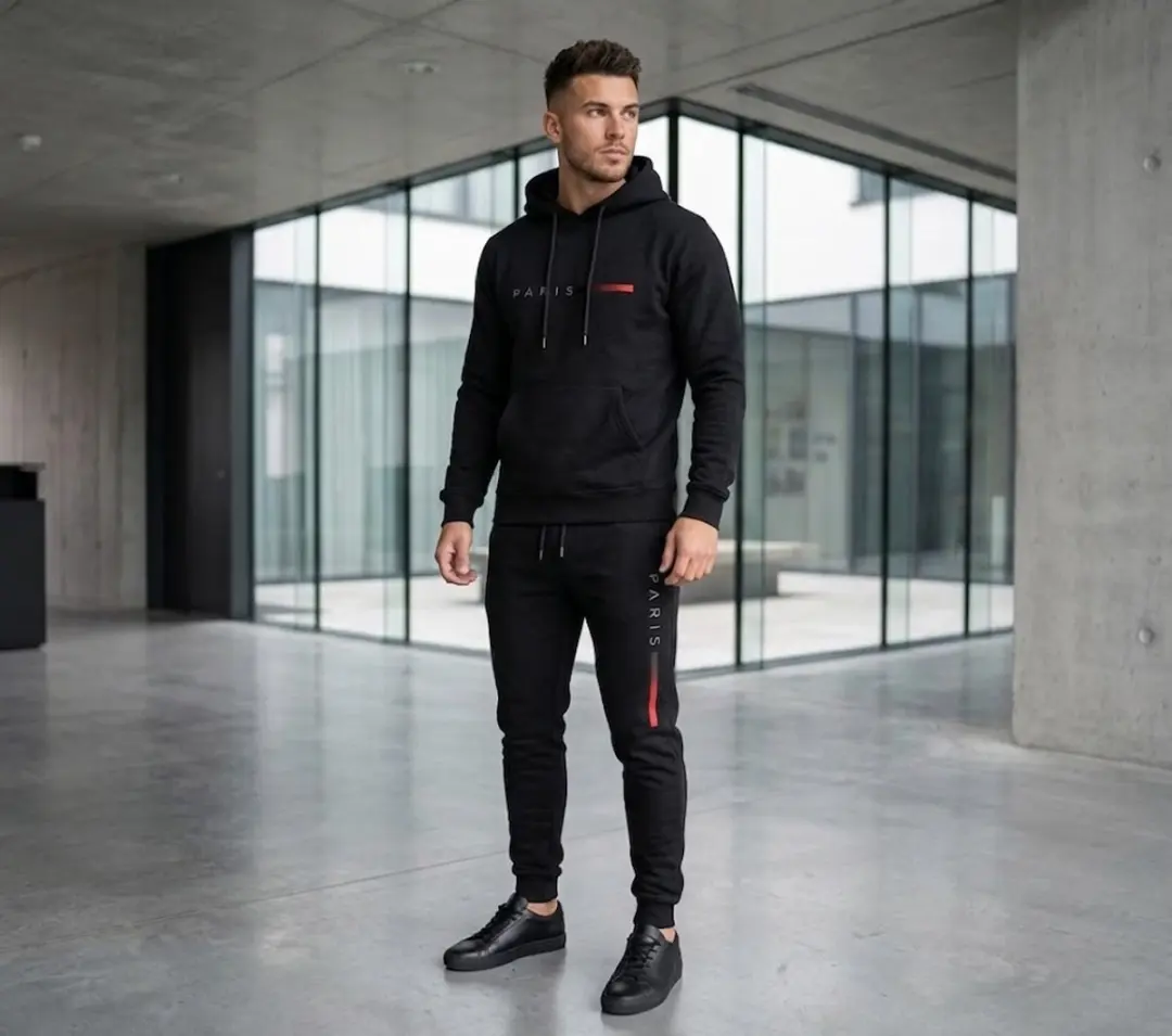 NUVEX Heren Fitness Trainingspak - Zwart - Maat L