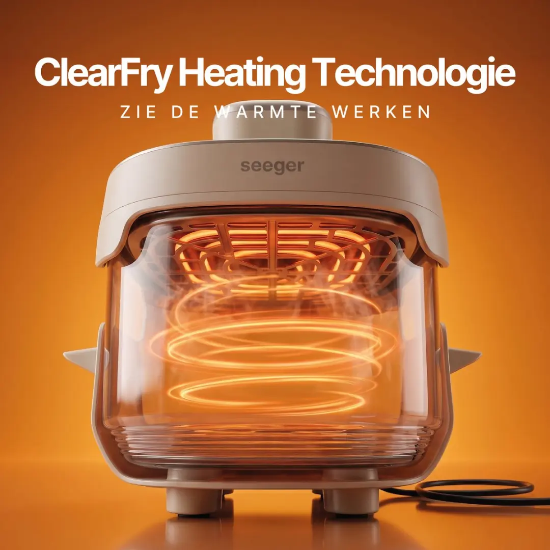 SEEGER ClearFry Glazen Airfryer 1500W - 6 Programma's - 2x Glazen Bakken 2.5L/4.5L - Beige