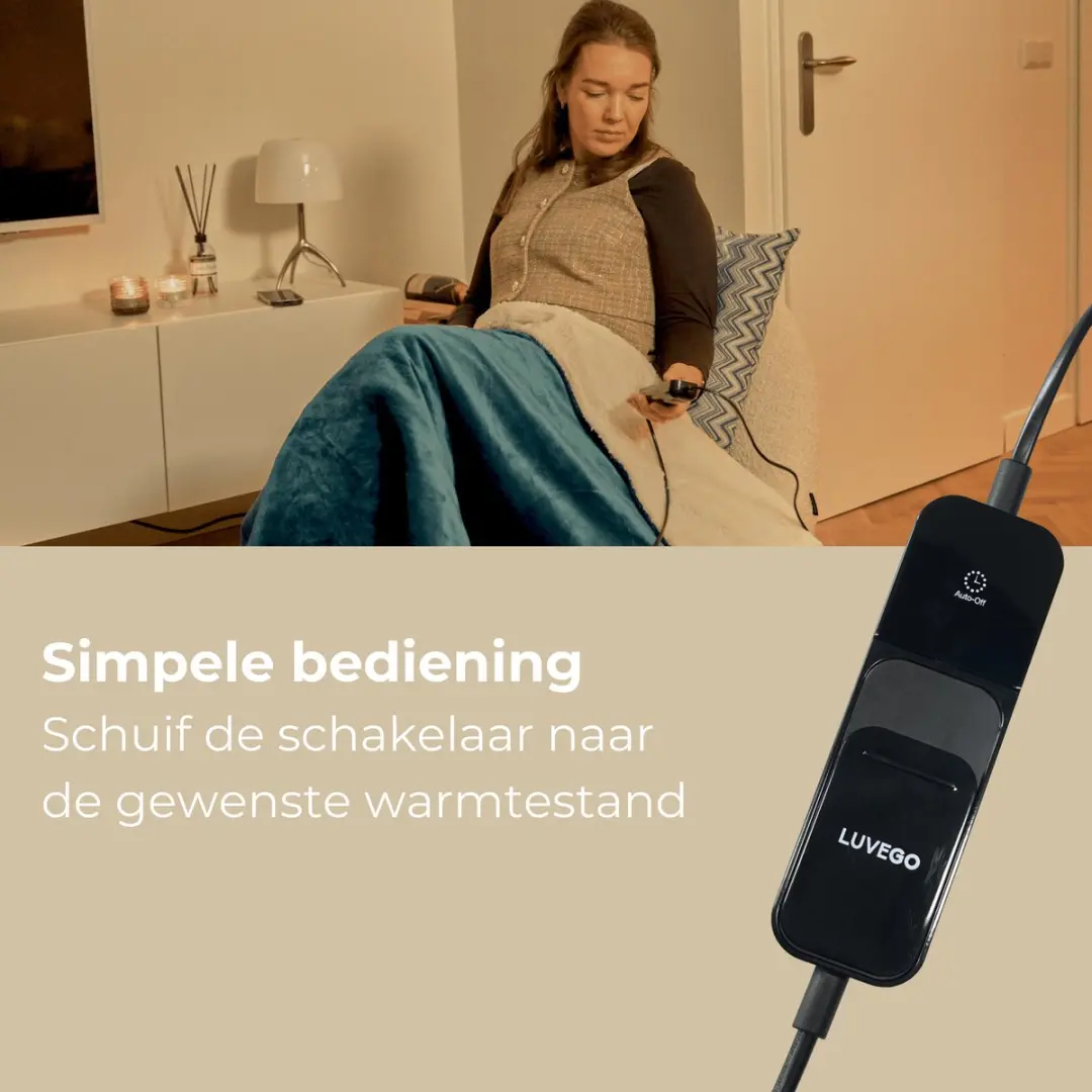 Luvego Elektrische Deken 1 Persoons 8719327726631 - 120W - Donkergrijs