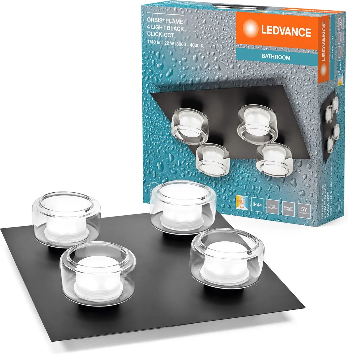 LEDVANCE Orbis Flame Wandlamp 22W - Zwart - IP44
