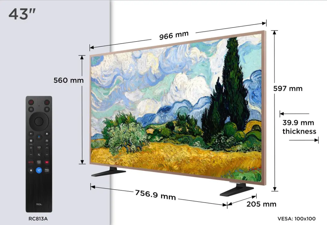 TCL 43A400 Pro 43 inch QLED Smart TV - Wit