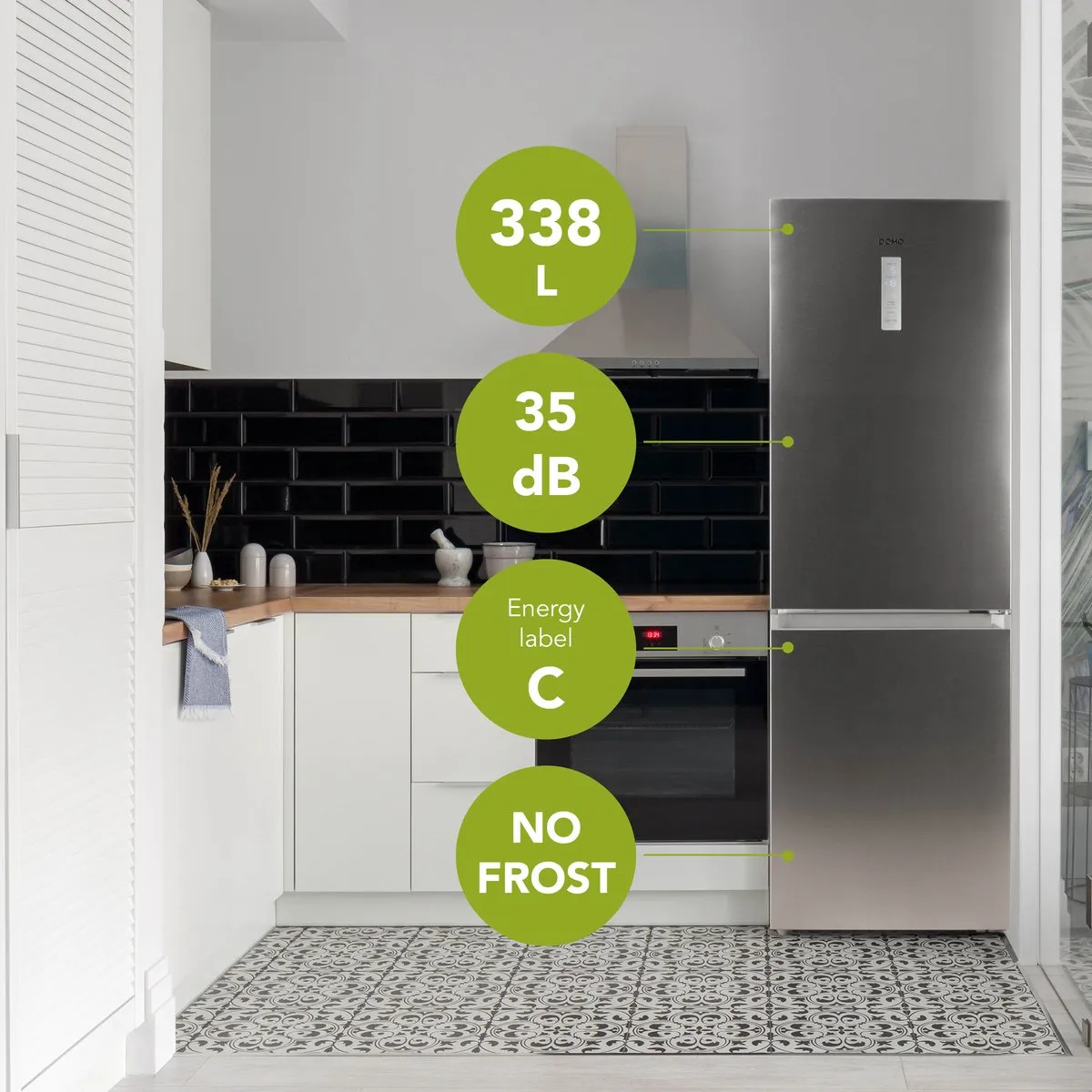 Domo DO91334C Koelvriescombinatie 338L - Inox