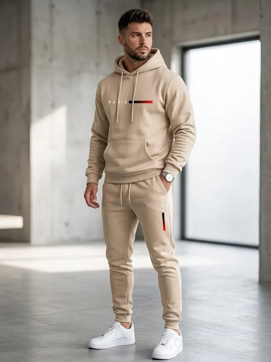 NUVEX Heren Crème Sportpak M - Hoodie & Joggingbroek