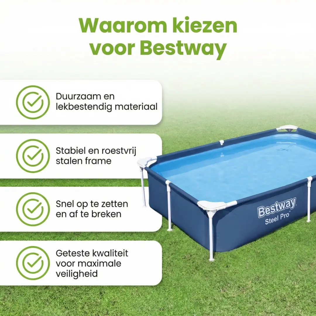 Bestway Steel Pro Zwembad 221x150cm Blauw - 1200L - 7-delig