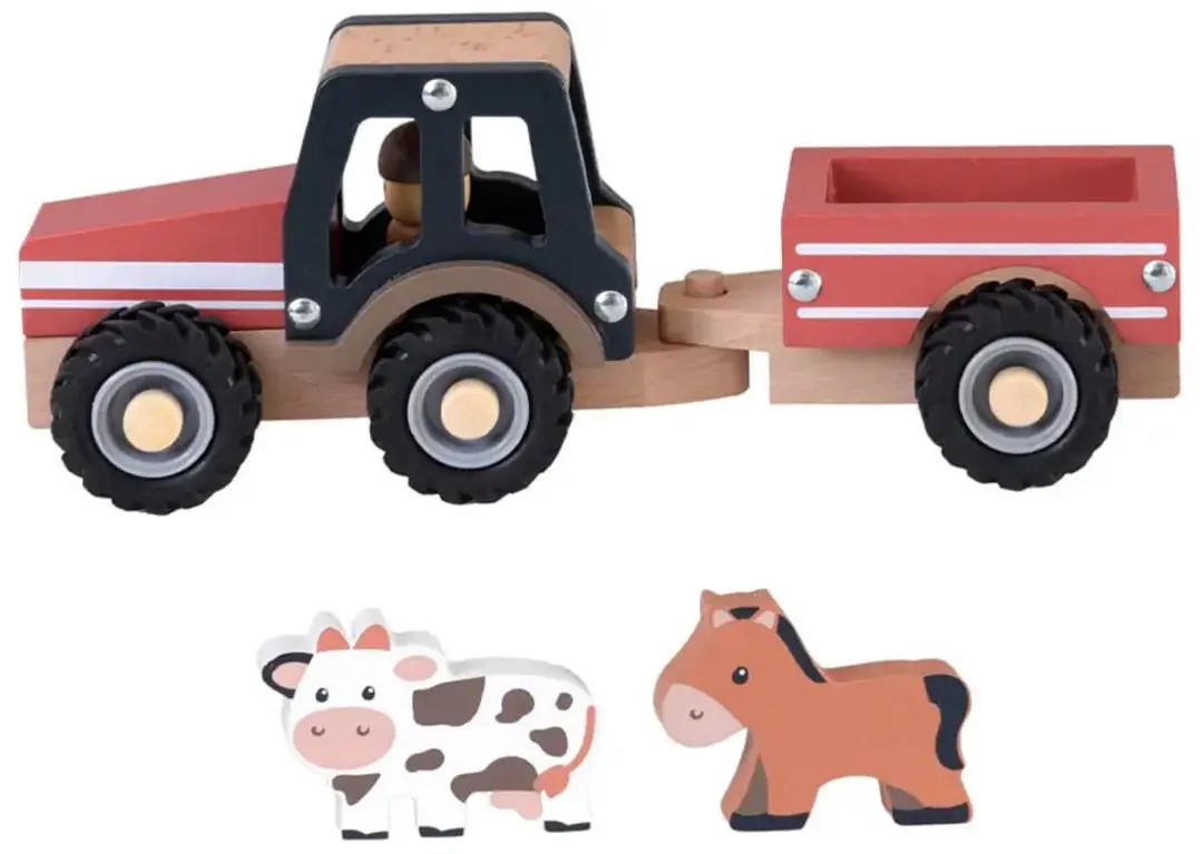 Egmont Toys Houten Tractor met Aanhangwagen 25cm