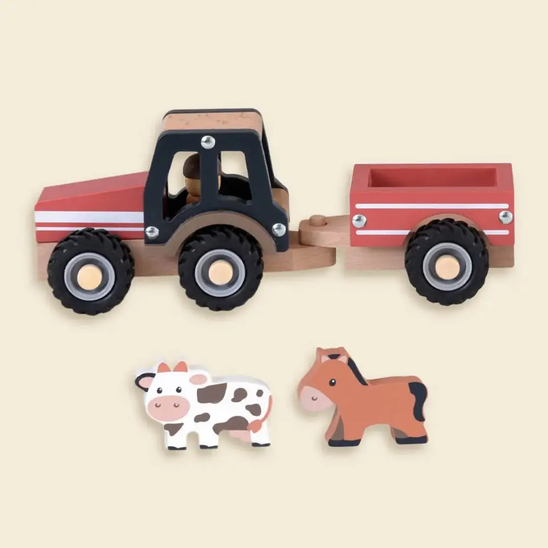 Egmont Toys Houten Tractor met Aanhangwagen 25cm - Meerkleurig - afbeelding 6 van 6