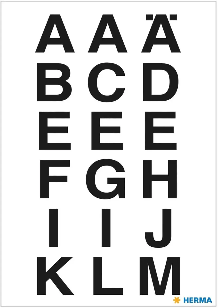 Herma Alfabet Stickers A-Z - 4 Vellen - 20mm - Zwart - Watervast
