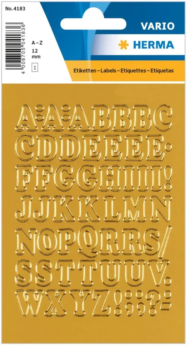 Herma Alfabet Stickers Goud 12mm