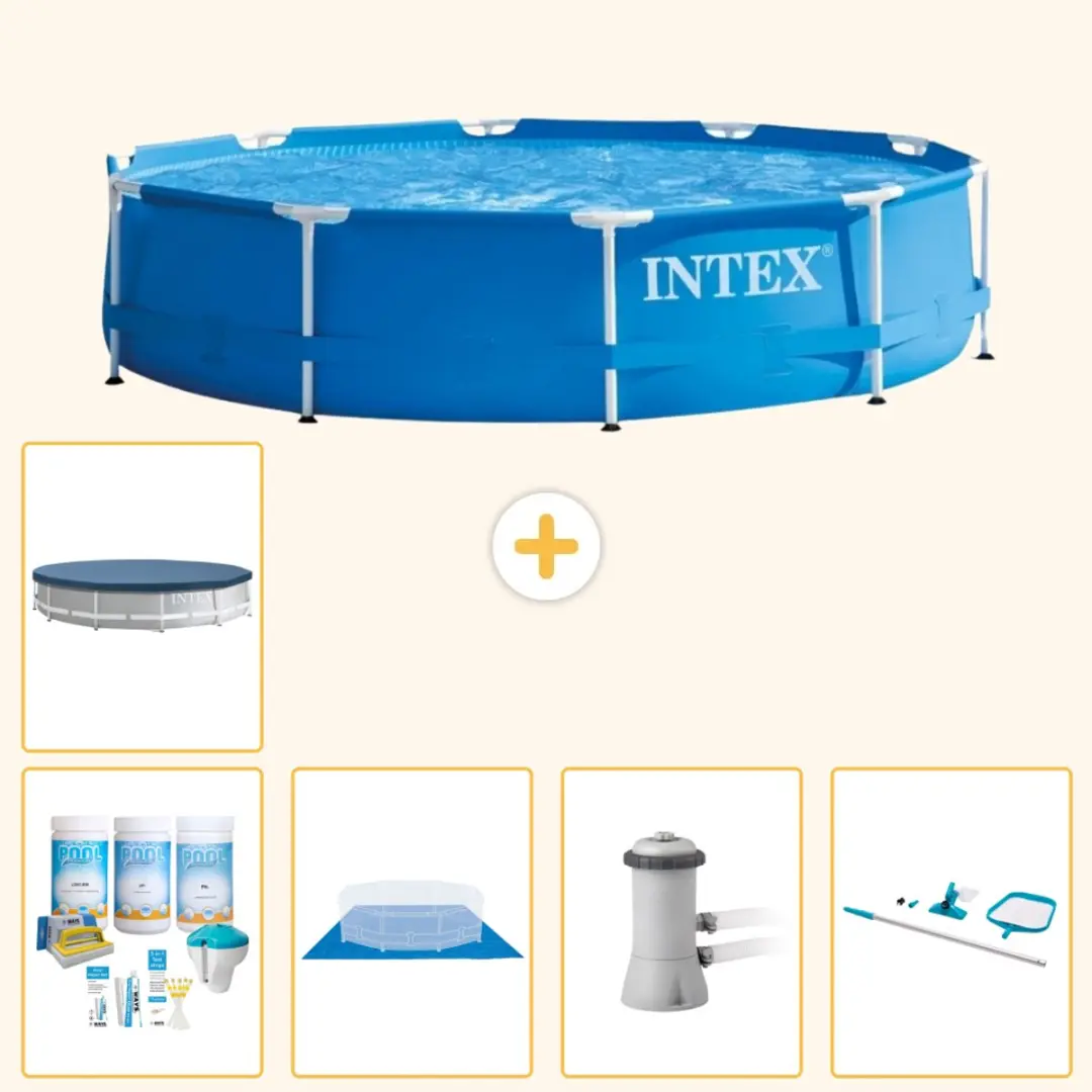 Intex 28210NP-Blauw Rond Frame Zwembad 366x76cm