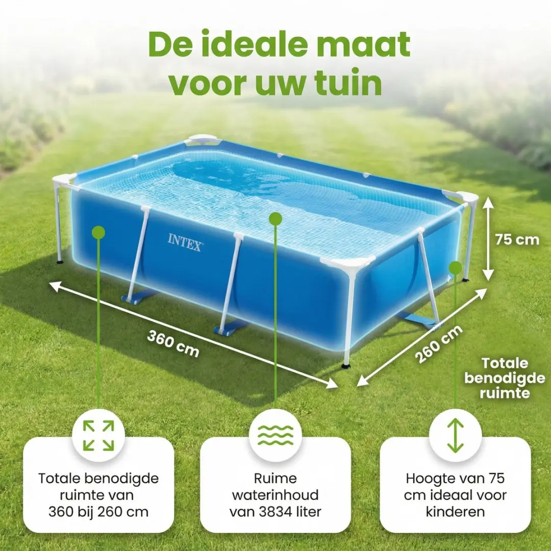 Intex Rechthoekig Frame Zwembad 300x200x75cm - Blauw - 7-delig