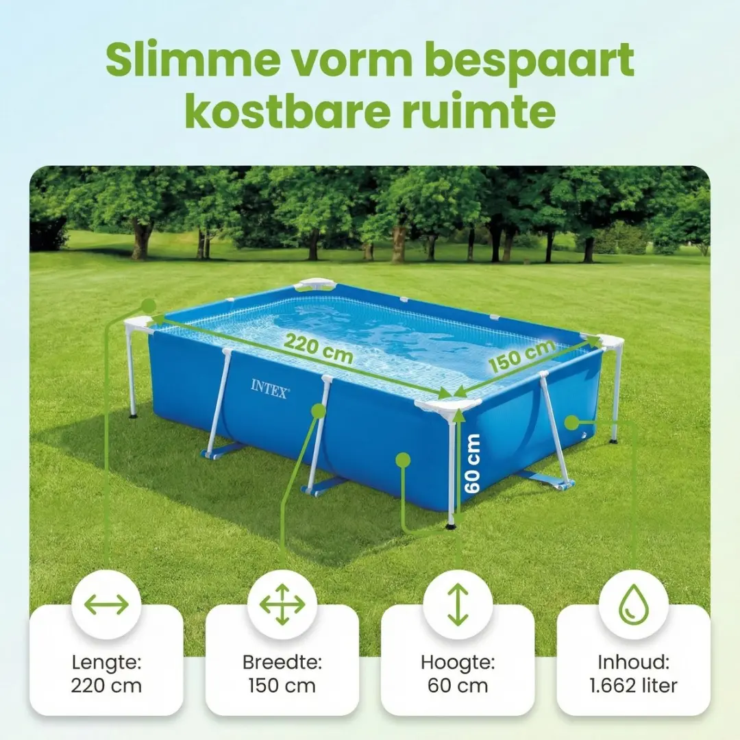 Intex Rechthoekig Frame Zwembad 220x150x60cm Blauw - 6-delig