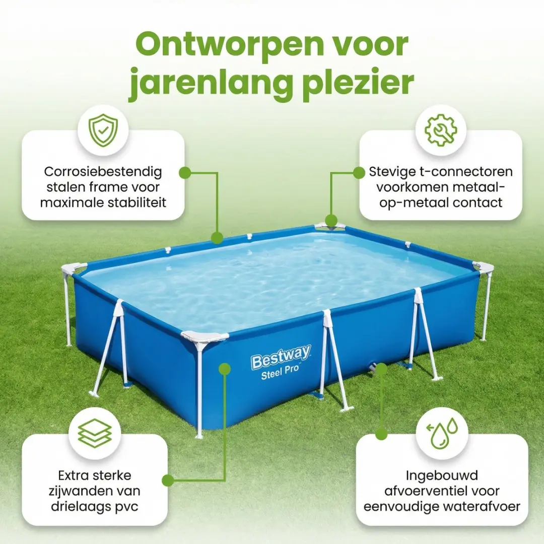 Bestway Steel Pro Zwembad 300x201x66cm - Blauw - 3300L - 4-delig