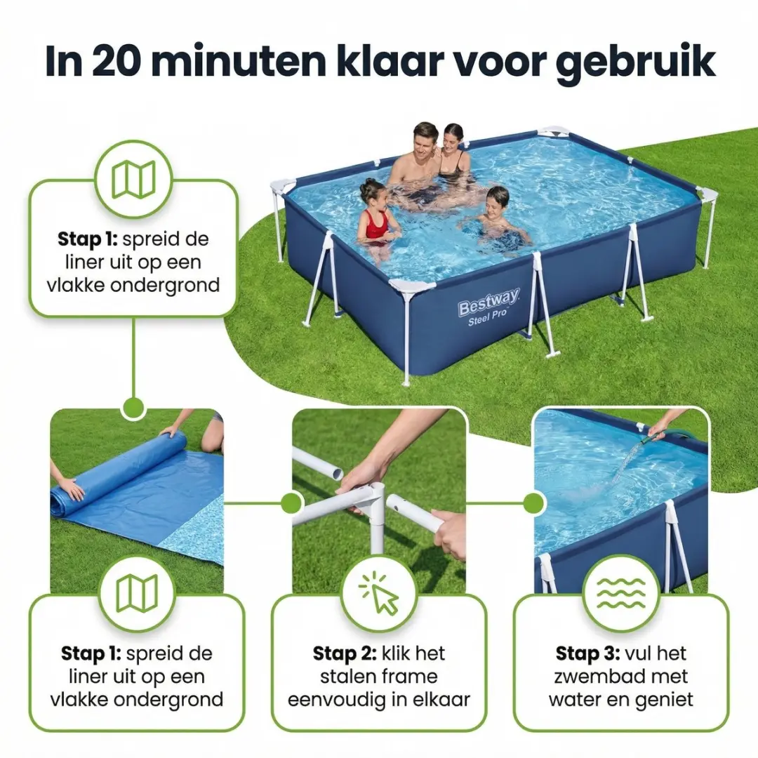 Bestway Steel Pro Zwembad 300x201x66cm - Blauw - 3300L