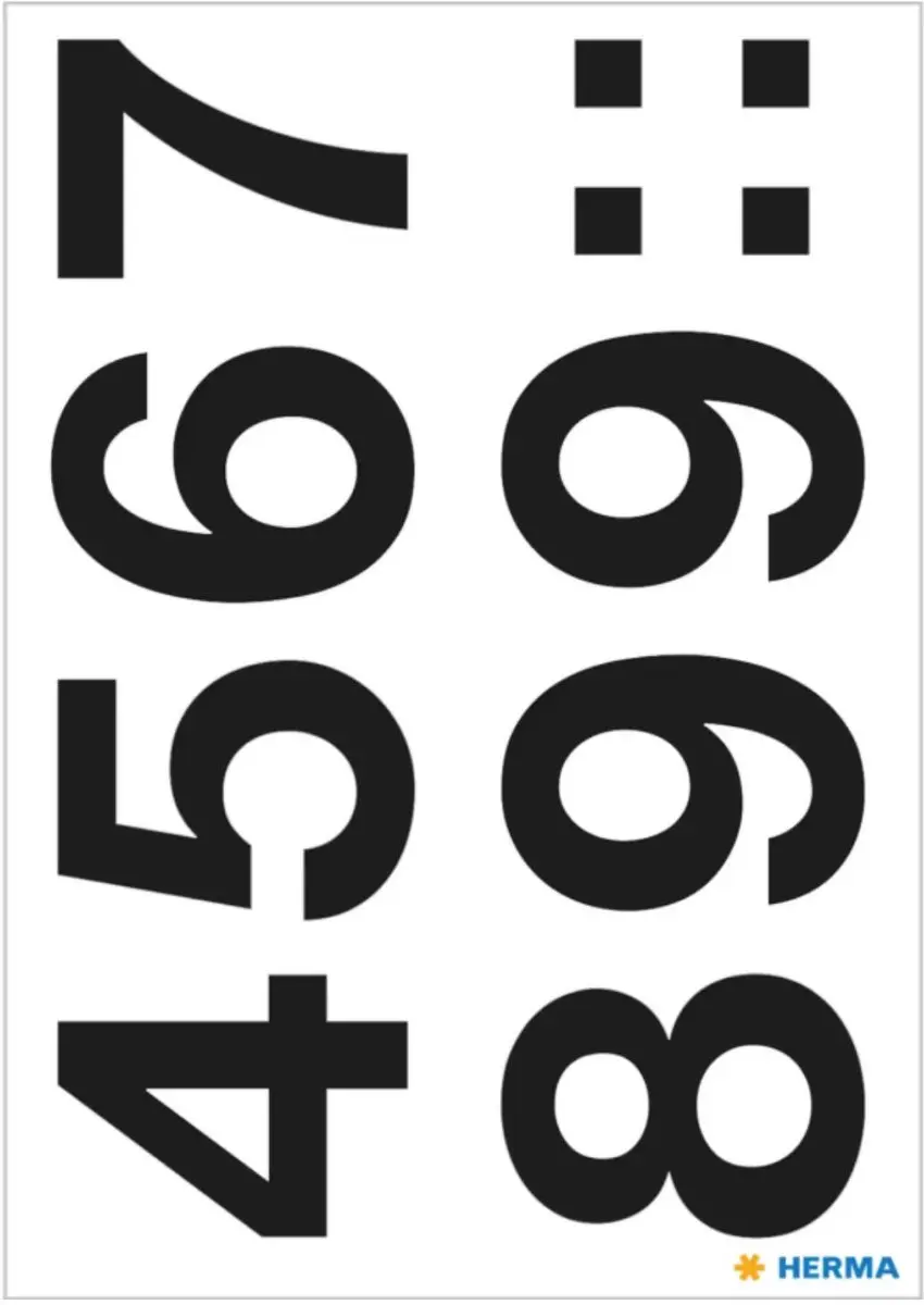 Herma Stickervel Nummers 0-9 - 12 Vellen - 33mm - Antraciet - Watervast
