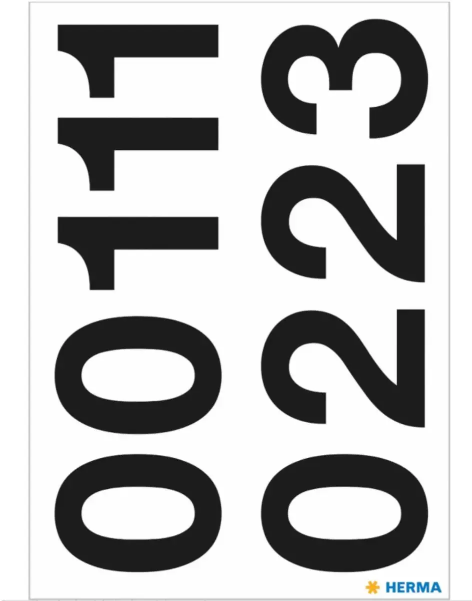 Herma Stickervel Nummers 0-9 - 12 Vellen - 33mm - Antraciet - Watervast