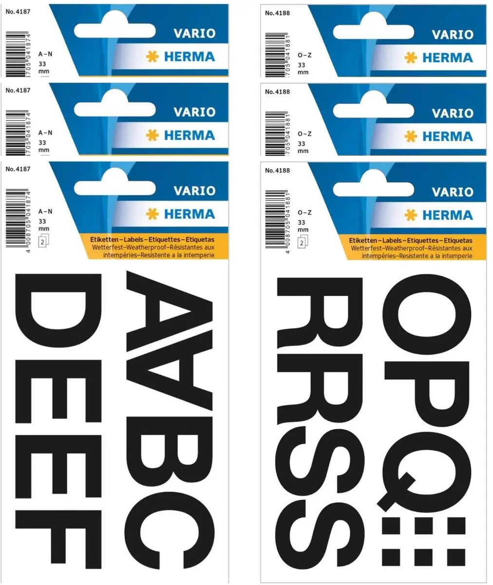Herma Stickervellen Plakletters A-Z 117 Stuks 33mm Zwart