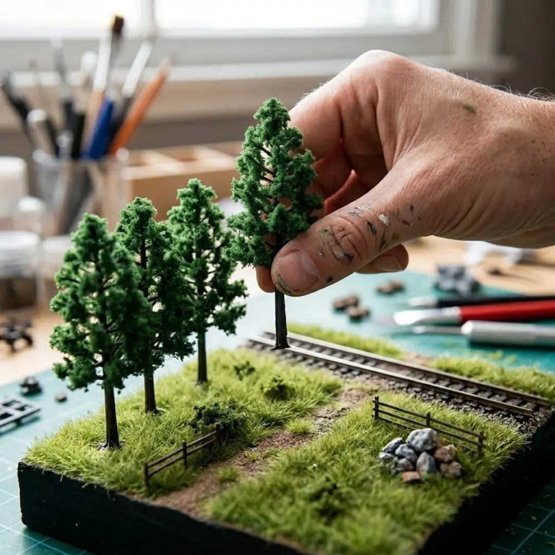 NUVEX Miniatuur Dennenbomen H0 - 20 Stuks 8cm Groen