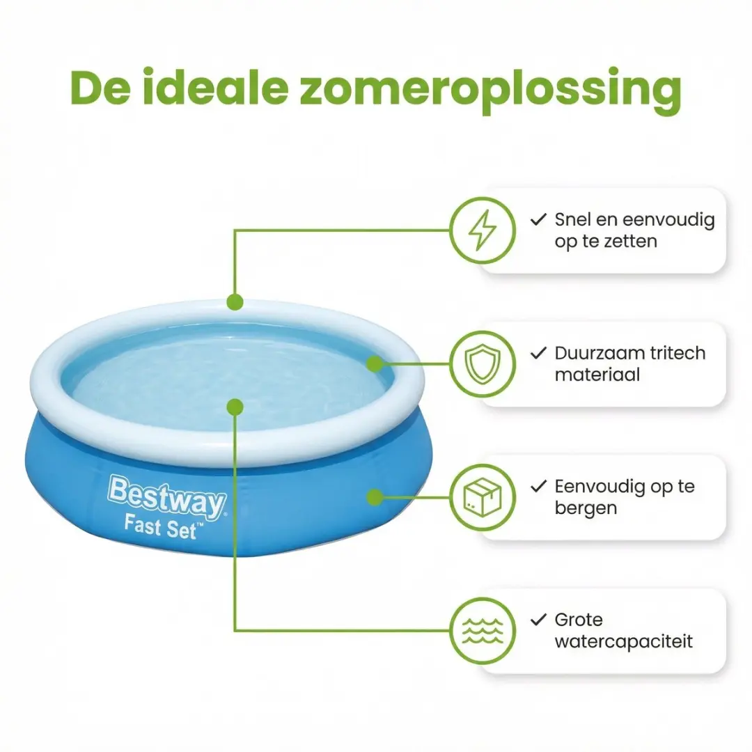 Bestway Fast Set Zwembad 366x76cm - 5377L - Blauw - MPN 57273-Blauw